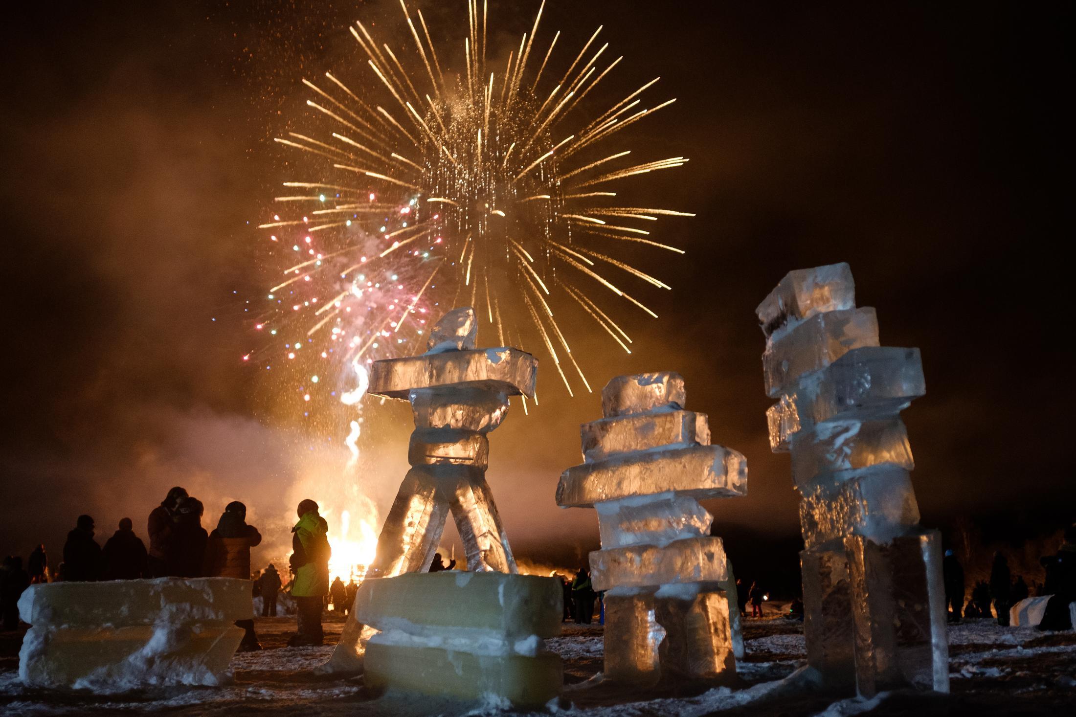 Fireworks at Inuvik NWT Sunrise Festival. Weronica Murray